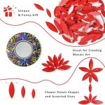 Youway Style Red Leaf Mosaic Tiles for Crafts Bulk,200g Petal Mosaic Glass Pieces,Flower Glass Tiles for DIY Garden Mosaic Making Supplies Kit
