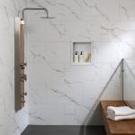 Palisade 25.6 in. x 14.8 in. Interlocking Vinyl Waterproof Wall/Backsplash Tiles for Kitchen or Bathroom in Carrara Marble (8 Pack)
