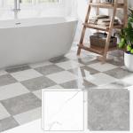 20-Pack 20 Sq.Ft Peel and Stick Floor Tiles Vinyl Glossy Pattern Flooring, 12” x 12” Self Adhesive Vinyl Flooring DIY for Kitchen, Bathroom, Laundry, Polish Light Grey&White Marble
