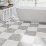 20-Pack 20 Sq.Ft Peel and Stick Floor Tiles Vinyl Glossy Pattern Flooring, 12” x 12” Self Adhesive Vinyl Flooring DIY for Kitchen, Bathroom, Laundry, Polish Light Grey&White Marble