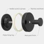 Suction Cup Hooks for Shower, Bathroom, Hanging Towels, Robe, Loofah, Mounting on Glass Shower Doors, Tile, Mirrors, Black, Rubber Suction Cup, 2 Pack