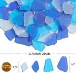 QYGL Sea Glass for Crafts - 14oz Frosted Seaglass Pieces - Vase Filler and Aquarium Ornament, DIY Craft Supplies for Art, Beach Weddings, and Home Decor (Cobalt Blue, Aquamarine, White)