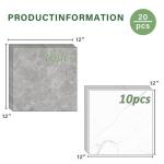20-Pack 20 Sq.Ft Peel and Stick Floor Tiles Vinyl Glossy Pattern Flooring, 12” x 12” Self Adhesive Vinyl Flooring DIY for Kitchen, Bathroom, Laundry, Polish Light Grey&White Marble