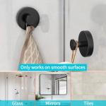 Suction Cup Hooks for Shower, Bathroom, Hanging Towels, Robe, Loofah, Mounting on Glass Shower Doors, Tile, Mirrors, Black, Rubber Suction Cup, 2 Pack