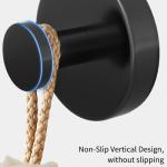 Suction Cup Hooks for Shower, Bathroom, Hanging Towels, Robe, Loofah, Mounting on Glass Shower Doors, Tile, Mirrors, Black, Rubber Suction Cup, 2 Pack