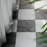 Peel and Stick Vinyl Flooring Roll– Modern Minimalist Style Self Adhesive Flooring Tiles for Bathroom & Laundry – Matte Finish Peel and Stick Vinyl Flooring with Seamless Grain Match, Fade-Proof