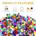 Csdtylh 1000 Pcs Mosaic Tiles, Glass Mosaic Tiles for Crafts Bulk, Stained Mosaic Glass Pieces, Mosaic Supplies for Home Decoration, Art Crafts, DIY Projects, Transparent (Square)