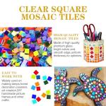 Csdtylh 1000 Pcs Mosaic Tiles, Glass Mosaic Tiles for Crafts Bulk, Stained Mosaic Glass Pieces, Mosaic Supplies for Home Decoration, Art Crafts, DIY Projects, Transparent (Square)