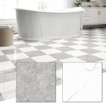 ZRJT 30-Pack 30 Sq.Ft Peel and Stick Floor Tiles Vinyl Polish Pattern Flooring, 12” x 12” Self Adhesive Vinyl Flooring DIY for Kitchen, Bathroom, Laundry, Polish Light Grey&White Marble