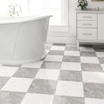 ZRJT 30-Pack 30 Sq.Ft Peel and Stick Floor Tiles Vinyl Polish Pattern Flooring, 12” x 12” Self Adhesive Vinyl Flooring DIY for Kitchen, Bathroom, Laundry, Polish Light Grey&White Marble