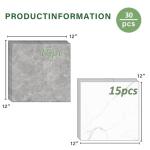 ZRJT 30-Pack 30 Sq.Ft Peel and Stick Floor Tiles Vinyl Polish Pattern Flooring, 12” x 12” Self Adhesive Vinyl Flooring DIY for Kitchen, Bathroom, Laundry, Polish Light Grey&White Marble