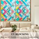 Classy Colorful Stained Glass Window Film Tile