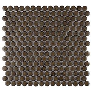 Merola Tile Hudson Penny Round Brownstone Porcelain Tile