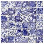 Ceramic Mosaic Tiles Blue and White - 36 Pcs