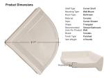 Tenedos Bone Almond Ceramic Large Corner Shower Tile