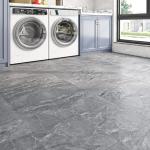 Dark Marble Peel and Stick Bathroom Floor Tiles