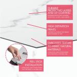 White Marble Hexagon Peel & Stick Floor Tiles