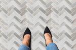 Herringbone Peel and Stick Vinyl Floor Tiles