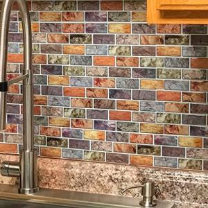 Art3d 10-Piece Colorful Marble Peel & Stick Tiles