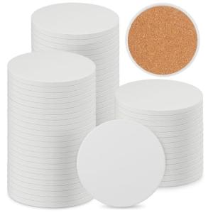 60 Pack Round Ceramic Coasters for DIY Crafts