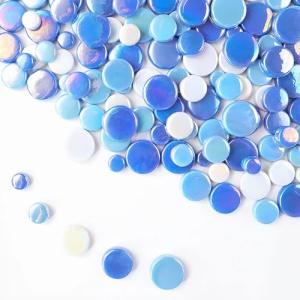 Blue Iridescent Glass Mosaic Tiles for Crafts
