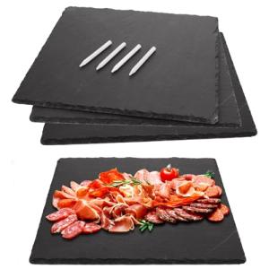 4 PCS 11x11 Inch Slate Cheese Board Set