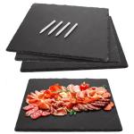 4 PCS 11x11 Inch Slate Cheese Board Set