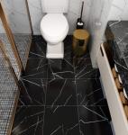 Livelynine Peel and Stick Floor Tile Black 12X12 Inch Marble Self Adhesive Vinyl Flooring Tile Sticker Stick on Floor Tiles Waterproof Flooring for Kitchen Bathroom Flooring Laminate Linoleum, 4 Pack