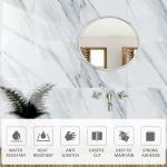 Peel and Stick Backsplash Tiles, 10pcs 12"x12" White Marble Wall Tiles, PVC Self Adhesive Wall Panels, Stick on Backsplash for Kitchen, Shower, Bathroom, Living Room