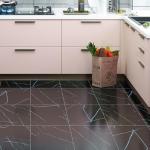 Livelynine Peel and Stick Floor Tile Black 12X12 Inch Marble Self Adhesive Vinyl Flooring Tile Sticker Stick on Floor Tiles Waterproof Flooring for Kitchen Bathroom Flooring Laminate Linoleum, 4 Pack