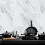 Peel and Stick Backsplash Tiles, 10pcs 12"x12" White Marble Wall Tiles, PVC Self Adhesive Wall Panels, Stick on Backsplash for Kitchen, Shower, Bathroom, Living Room