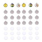 LANBEIDE 50 Pieces Bezel Pendant Trays with 50 Clear Glass Cabochon Dome Tiles Clear Cameo for Crafting DIY Jewelry Making 12X12mm (Total 100 Pcs)