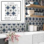 The Tiles Plaza Encaustic Peel and Stick Backsplash, Blue Star Patterned Stick on Tile, Stone Composite Self-Adhesive Wall Tile Sticker for Kitchen Bathroom Fireplace Stairs, 10 Sheets