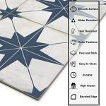 The Tiles Plaza Encaustic Peel and Stick Backsplash, Blue Star Patterned Stick on Tile, Stone Composite Self-Adhesive Wall Tile Sticker for Kitchen Bathroom Fireplace Stairs, 10 Sheets