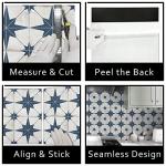 The Tiles Plaza Encaustic Peel and Stick Backsplash, Blue Star Patterned Stick on Tile, Stone Composite Self-Adhesive Wall Tile Sticker for Kitchen Bathroom Fireplace Stairs, 10 Sheets