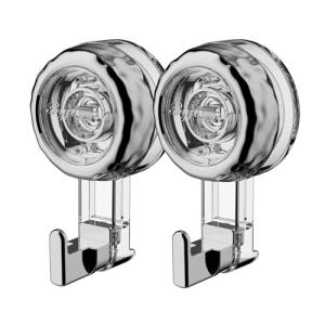Suction Cup Hooks for Shower, Bathroom, Kitchen, Glass Door, Mirror, Tile – Loofah, Towel, Coat, Bath Robe Hook Holder for Hanging up to 11 lbs – Waterproof,2 Pack Removable & Reusable (clear lucite)