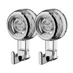 Suction Cup Hooks for Shower, Bathroom, Kitchen, Glass Door, Mirror, Tile – Loofah, Towel, Coat, Bath Robe Hook Holder for Hanging up to 11 lbs – Waterproof,2 Pack Removable & Reusable (clear lucite)