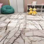 Livelynine Peel and Stick Floor Tile Marble 12X12 4pcs Beige Black Tan Self Adhesive Floor Tiles Waterproof Vinyl Flooring Sheet for Kitchen Bathroom Laminate Flooring Renter Friendly Sticky Stickers