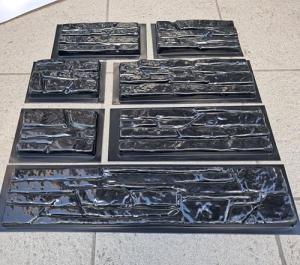 BETONEX 7 pcs ABS 2mm Flagstone Limestone Natural Stone Mold Plastic Cement Molds Cement Wall Mould Concrete Tile Brick DIY Forms - De Pared Moldes para Cemento Rock Molds for Concrete Prensa