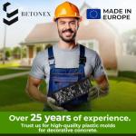 BETONEX 5 pcs ABS 2mm Flagstone Limestone Plastic Cement Molds Cement Wall Mould Concrete Tile Brick DIY Forms - De Pared Moldes para Cemento Rock Molds for Concrete Prensa para Pared