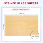 PATIKIL 4 x 6 Inch Transparent Stained Glass Sheets, 2 Sheets Mosaic Glass Variety Pack Tiles for Art Supplies Crafts Projects, Camel Brown