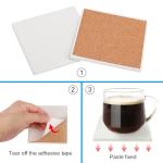 GNIEMCKIN 50 Pack 4x4 Inch Sublimation Ceramic Coasters with Cork Backing Pads, White Square Glazed Ceramic Coasters for DIY Crafts, Sublimation, Mosaics
