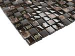 Tenedos Dark Emperador Marble & Brown Frosted Glass Square Mosaic Tile – Elegant Wall décor for Kitchen backsplashes and Bathroom Walls, 1 Sheet