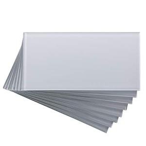 Aspect Peel and Stick 3 in. x 6 in. Glass Backsplash Tile in Frost for Kitchen and Bathrooms (8 Pack)