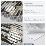 Tiwoos Thick Peel and Stick Tile Backsplash 12"x12" Self Adhesive Marble Tiles for Kitchen and Bathroom Wall (10-Sheet,Brown)