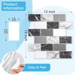 Art3d Peel and Stick Black White Grey Marble Wall Tiles – 12"x12" Thicker Design Backsplash, Self-Adhesive Tile for Kitchen & Bathroom Decor