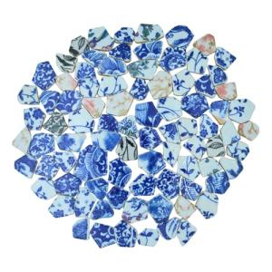 Yuvori 1.1 lbs Blue and White Irregular Porcelain Mosaic Tiles, DIY Handmade, Bathroom, Living Room, Kitchen Backsplash, Outdoor (Mix Color, Medium)