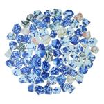 Yuvori 1.1 lbs Blue and White Irregular Porcelain Mosaic Tiles, DIY Handmade, Bathroom, Living Room, Kitchen Backsplash, Outdoor (Mix Color, Medium)