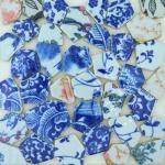 Yuvori 1.1 lbs Blue and White Irregular Porcelain Mosaic Tiles, DIY Handmade, Bathroom, Living Room, Kitchen Backsplash, Outdoor (Mix Color, Medium)