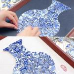 Yuvori 1.1 lbs Blue and White Irregular Porcelain Mosaic Tiles, DIY Handmade, Bathroom, Living Room, Kitchen Backsplash, Outdoor (Mix Color, Medium)